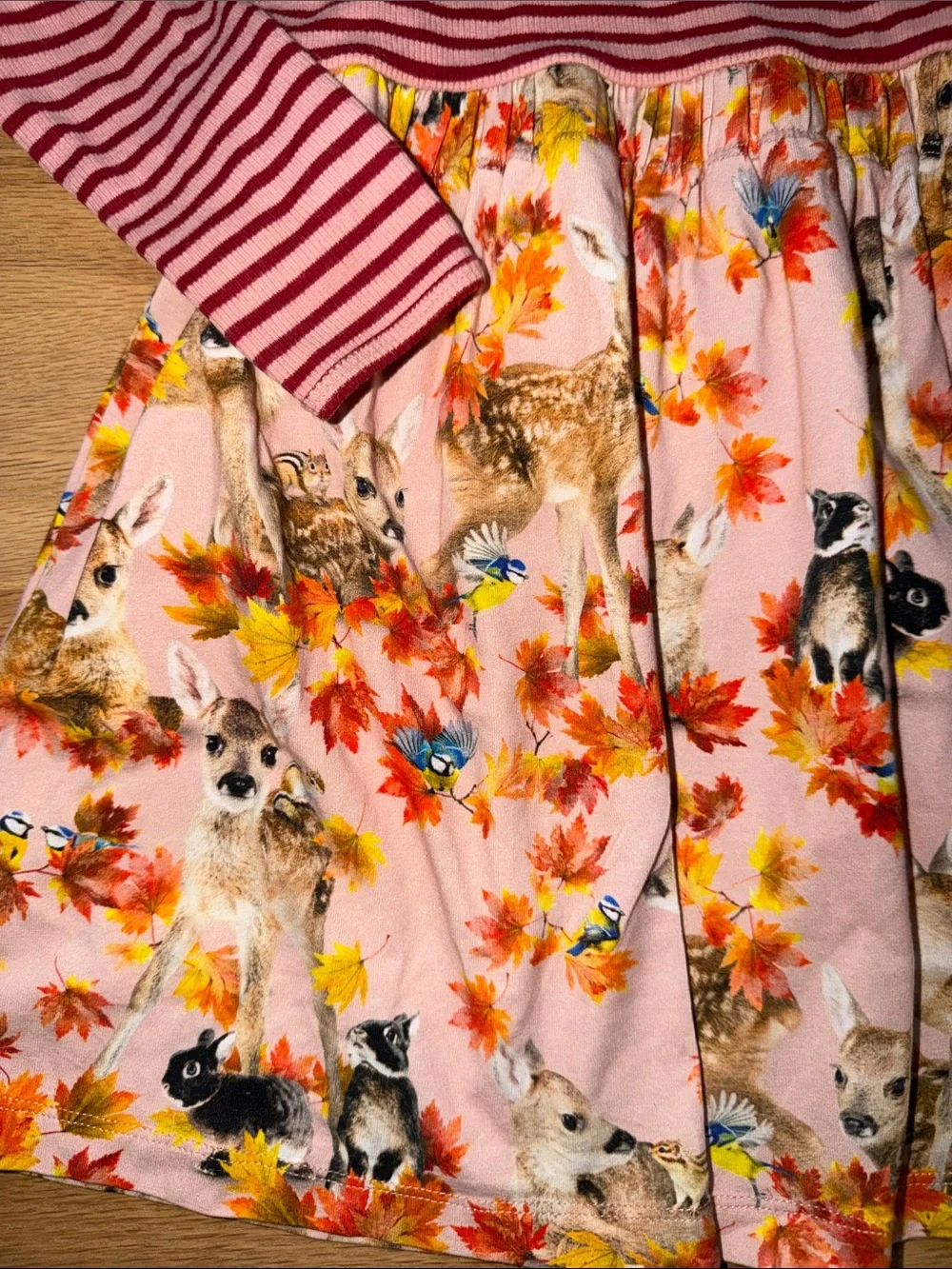 Molo Organic mixed fabric Pink/Red Striped Long-Sleeve Dress Girls sz 110/116
